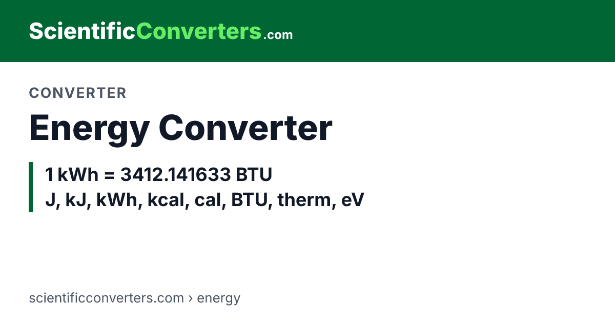 Energy Converter – J, kWh, kcal, BTU | Scientific Converters